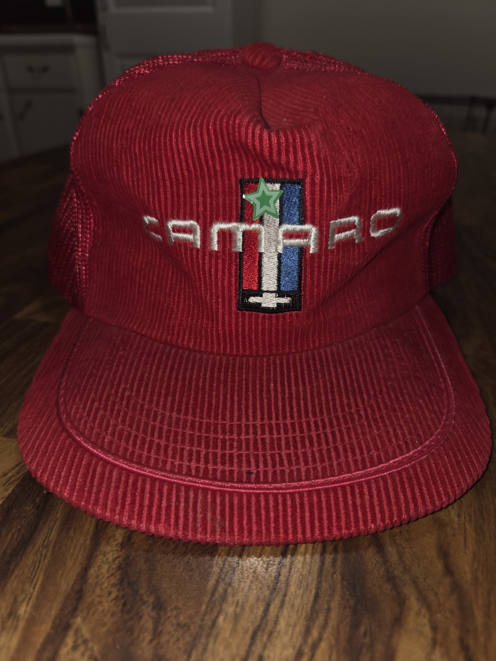 Vintage Rare Sportsman Camaro Hat Corduroy Snap Back Red 70s Muscle Car